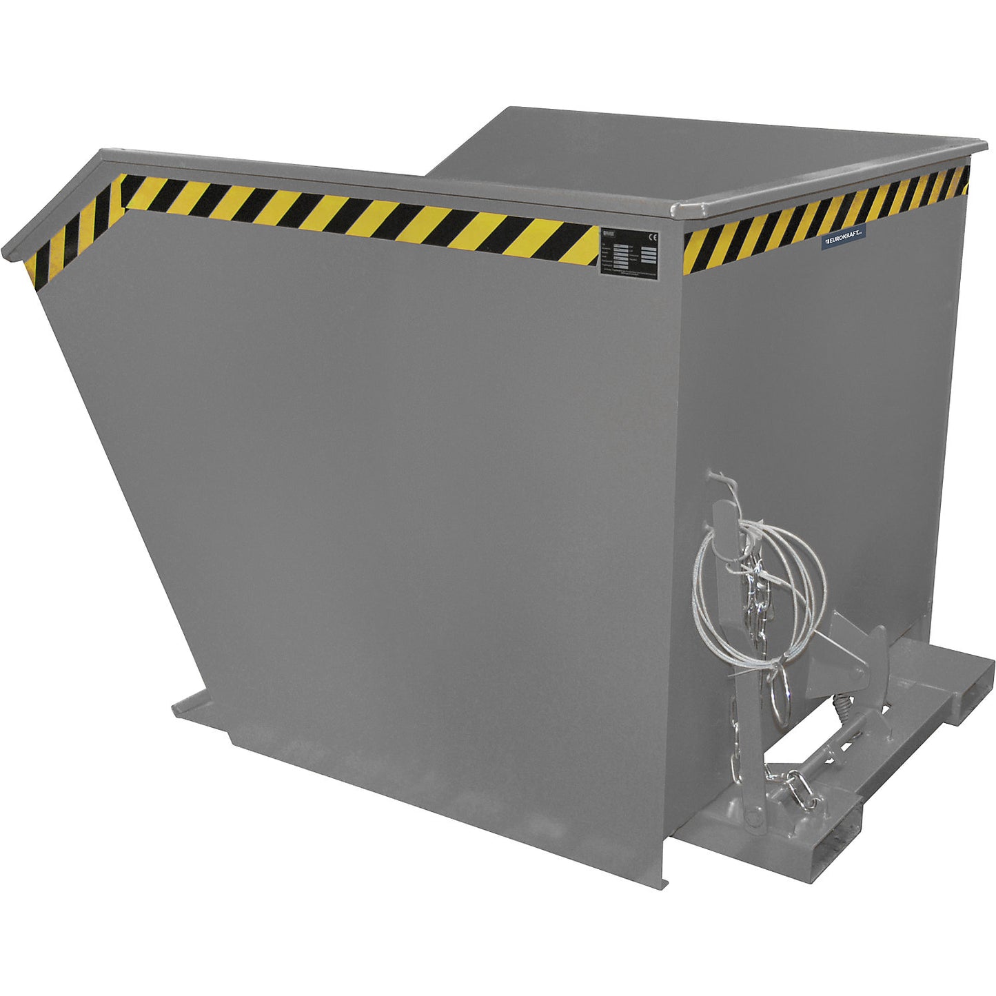 Tilting skip, low profile (E), capacity 1.5 m³, mouse grey.