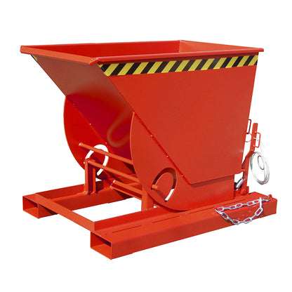 Compact tilting skip, capacity 0.5 m³, flame red.