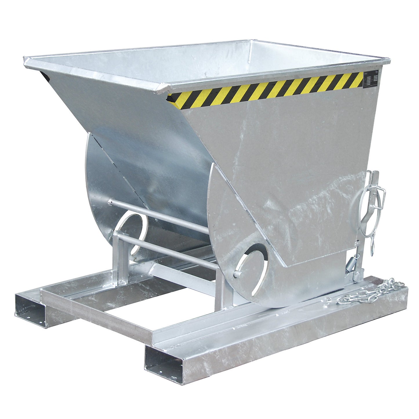 Compact tilting skip, capacity 0.5 m³, zinc plated.