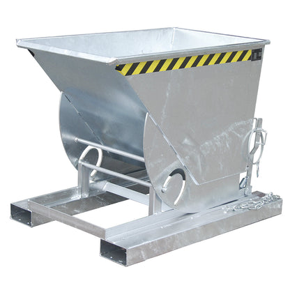 Compact tilting skip, capacity 0.5 m³, zinc plated.