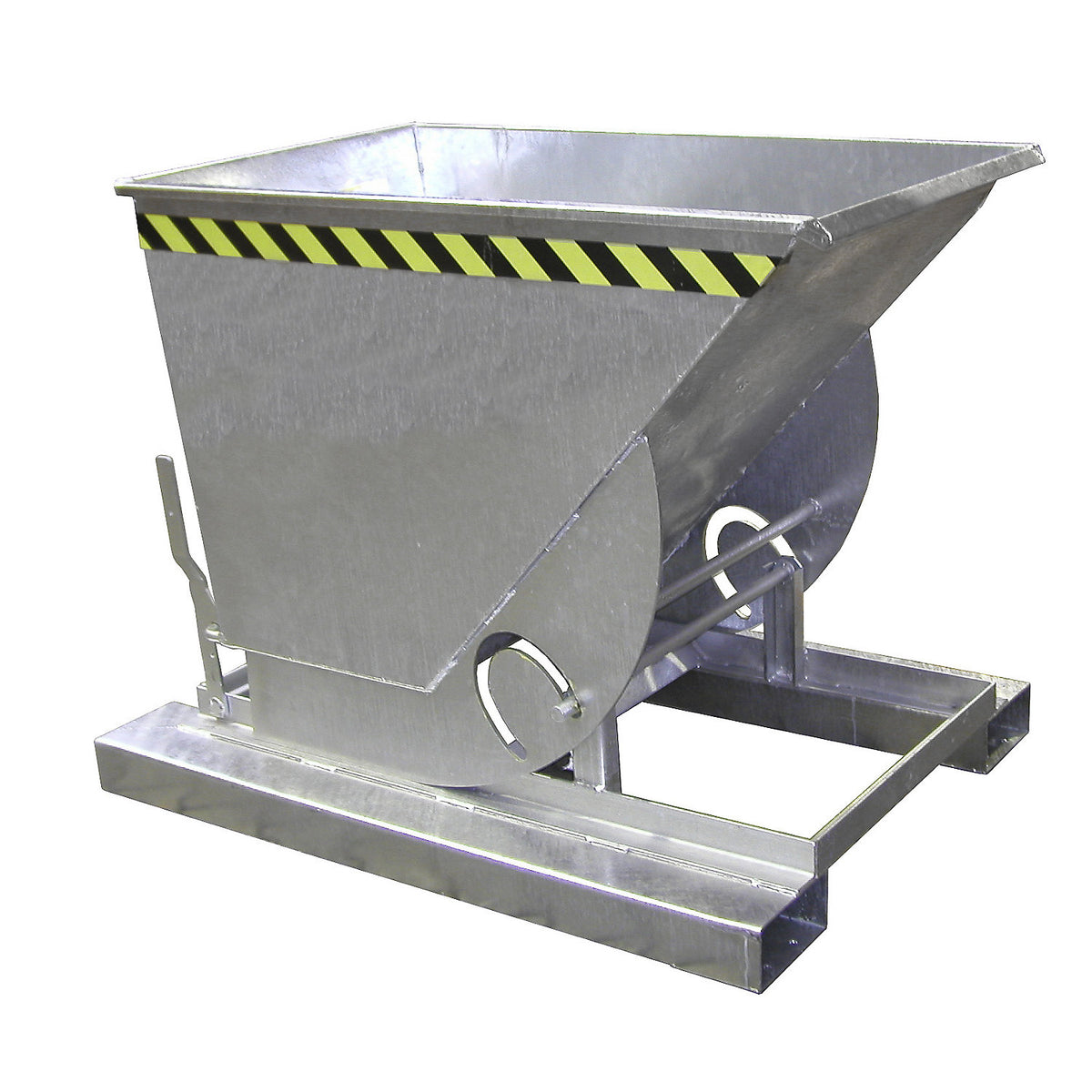 Compact tilting skip, capacity 0.75 m³, zinc plated.
