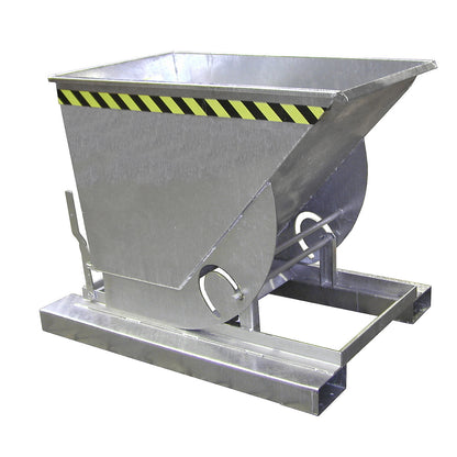 Compact tilting skip, capacity 0.75 m³, zinc plated.