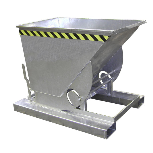 Compact tilting skip, capacity 0.75 m³, zinc plated.