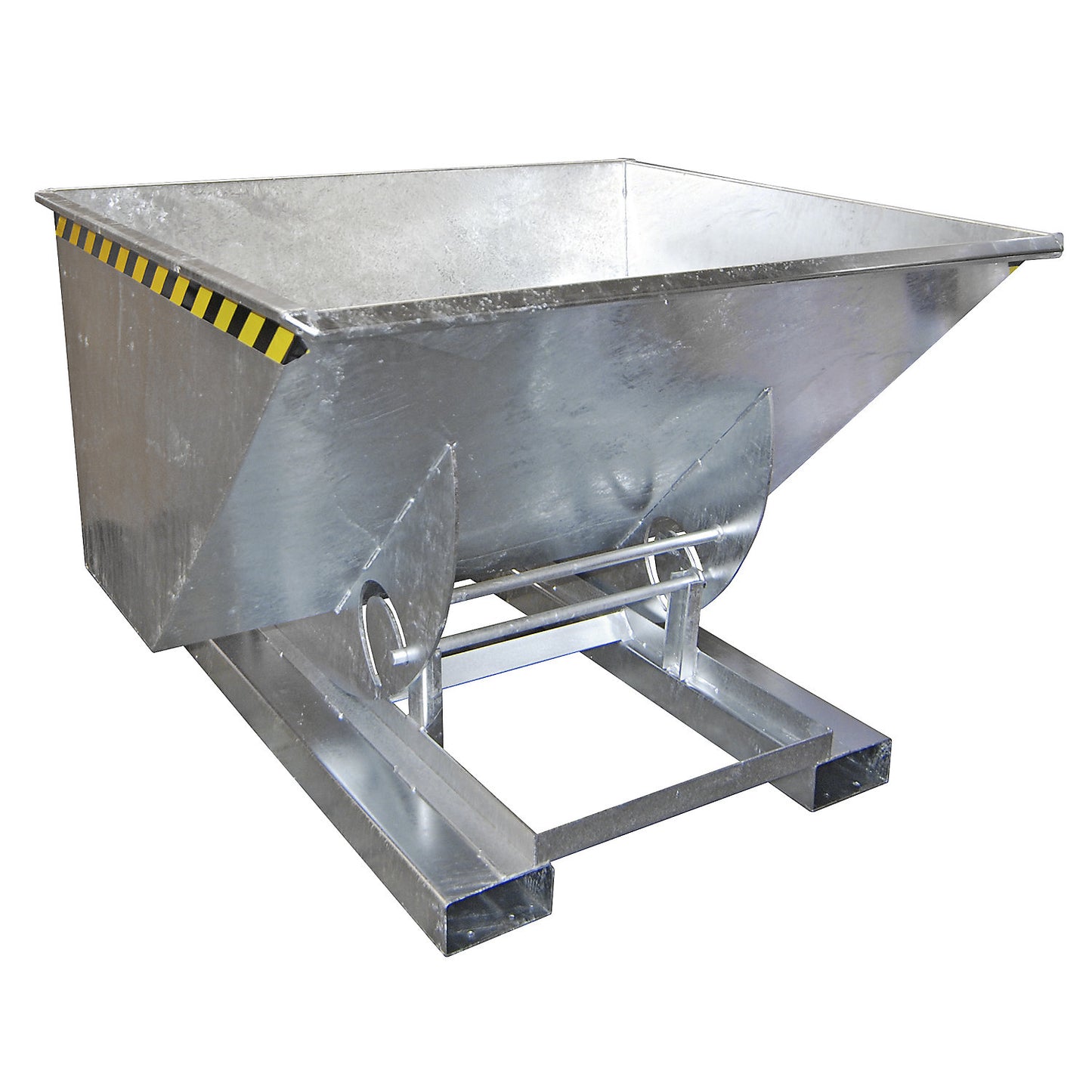 Compact tilting skip, capacity 1 m³, zinc plated.