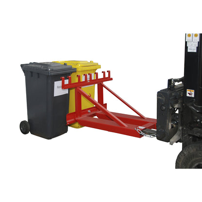 Waste bin lifter, for 2 bins, flame red.