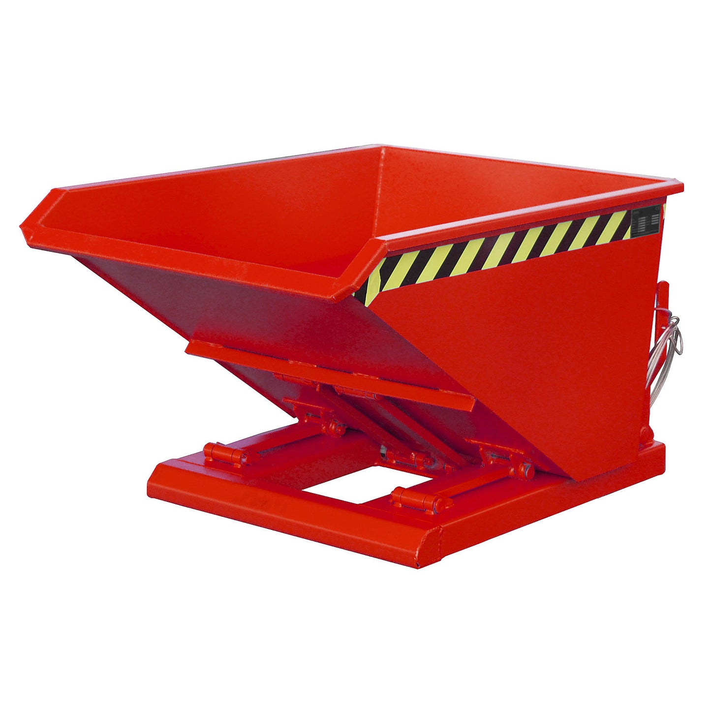 Tilting skip, extremely low overall height, without wheels, capacity 0.3 m³, flame red.