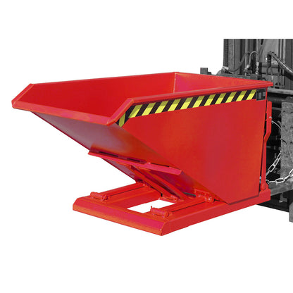 Tilting skip, extremely low overall height, without wheels, capacity 0.5 m³, flame red.