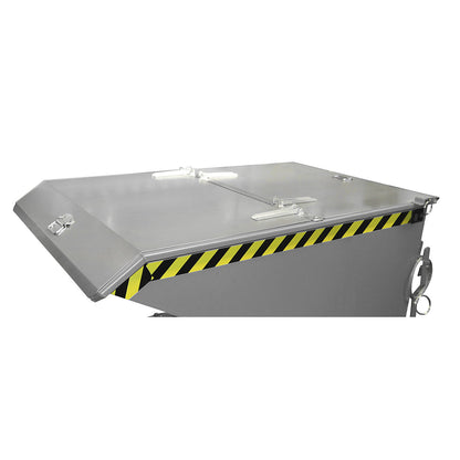 Hinged lid, 2-part, for container size 0.75 m³, zinc plated, extra cost.