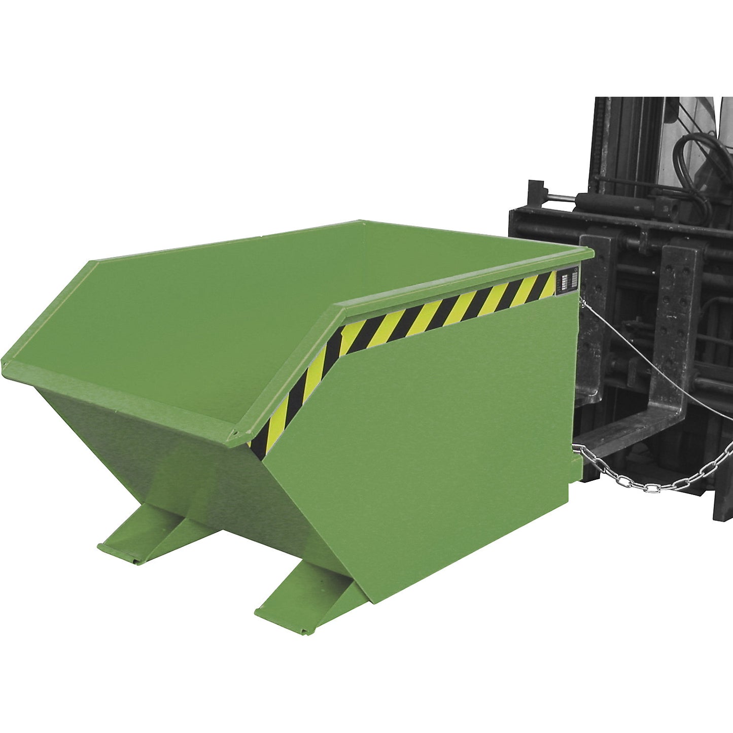 Tilting skip for shavings, low overall height (E), capacity 0.3 m³, reseda green.