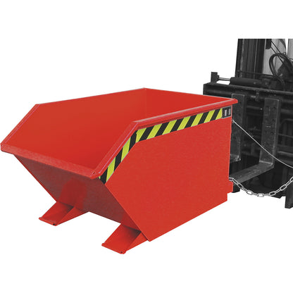 Tilting skip for shavings, low overall height (E), capacity 0.5 m³, flame red.