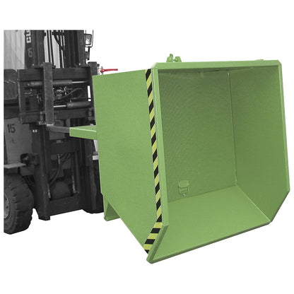 Tilting skip for shavings, low overall height (E), capacity 0.75 m³, reseda green.