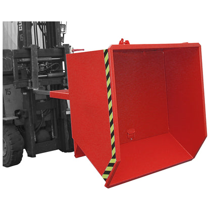 Tilting skip for shavings, low overall height (E), capacity 0.75 m³, flame red.
