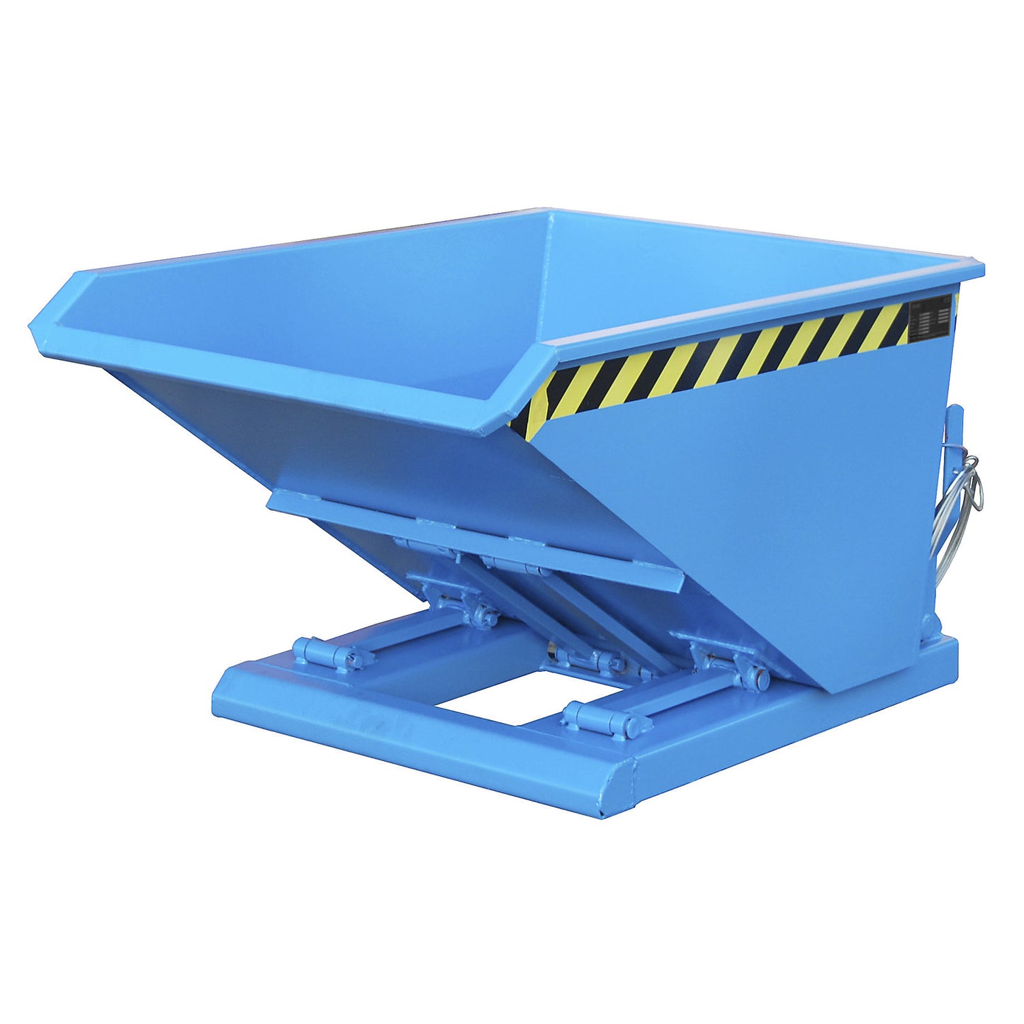 Tilting skip, extremely low overall height, without wheels, capacity 0.3 m³, light blue.