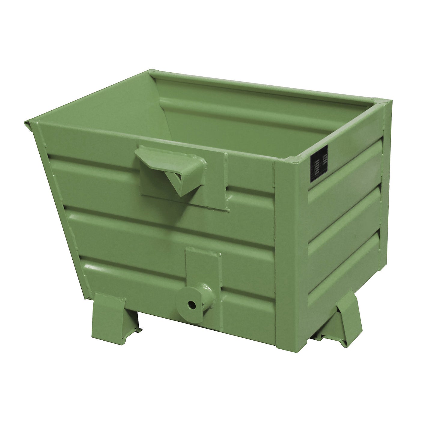 Tipping skip, stackable, capacity 0.3 m³, reseda green RAL 6011.