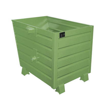 Tipping skip, stackable, capacity 0.7 m³, reseda green RAL 6011.