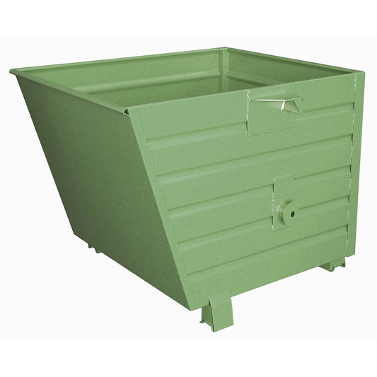 Tipping skip, stackable, capacity 0.9 m³, reseda green RAL 6011.