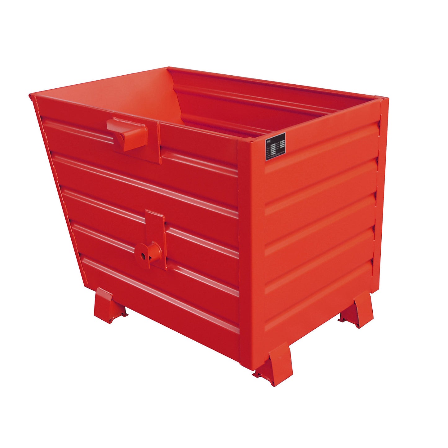 Tipping skip, stackable, capacity 0.7 m³, flame red RAL 3000.