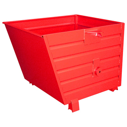 Tipping skip, stackable, capacity 0.9 m³, flame red RAL 3000.