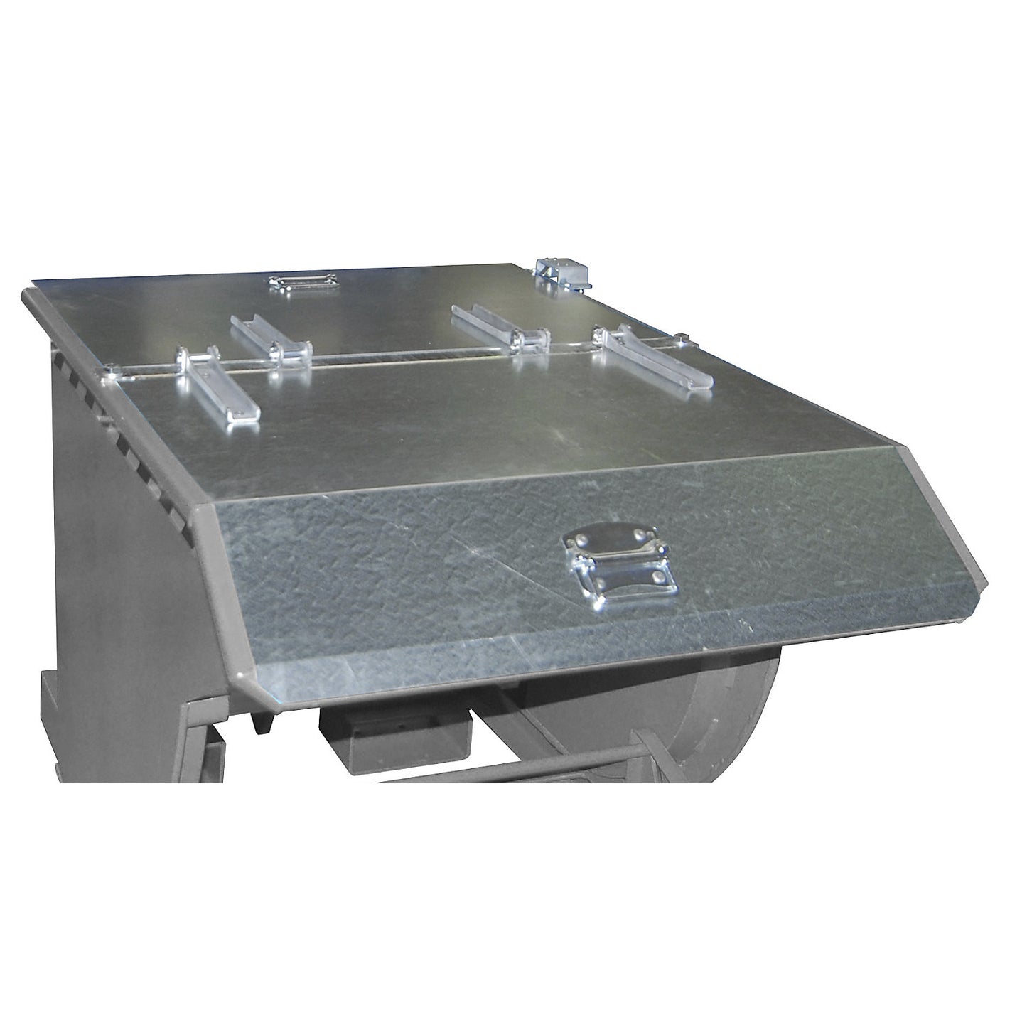 Folding lids for tilting skips, for 1.5 m³ capacity, zinc-plated.