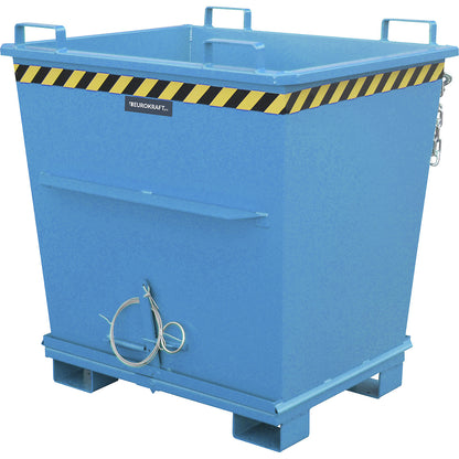 Conical hinged bottom skip, capacity 1.0 m³, max. load 2000 kg, light blue RAL 5012.