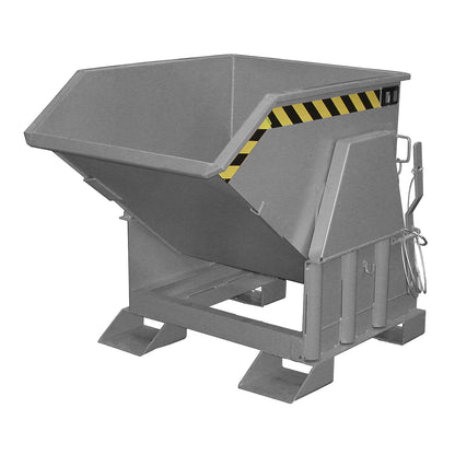 Tilting skip, standard overall height, without wheels, capacity 0.5 m³, painted grey RAL 7005.