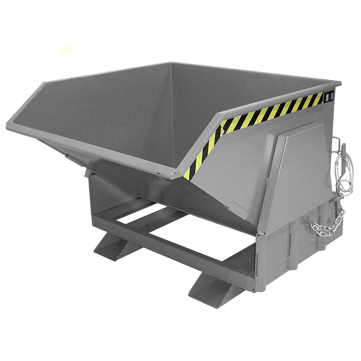Tilting skip, standard overall height, without wheels, capacity 1.0 m³, painted grey RAL 7005.
