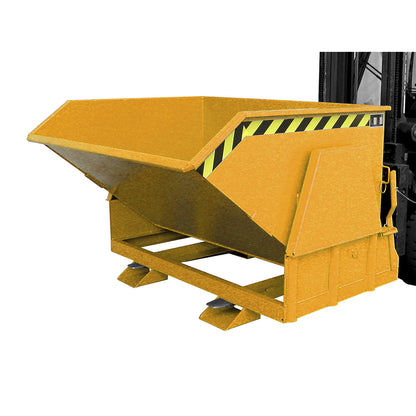 Tilting skip, standard overall height, without wheels, capacity 1.2 m³, painted orange RAL 2000.