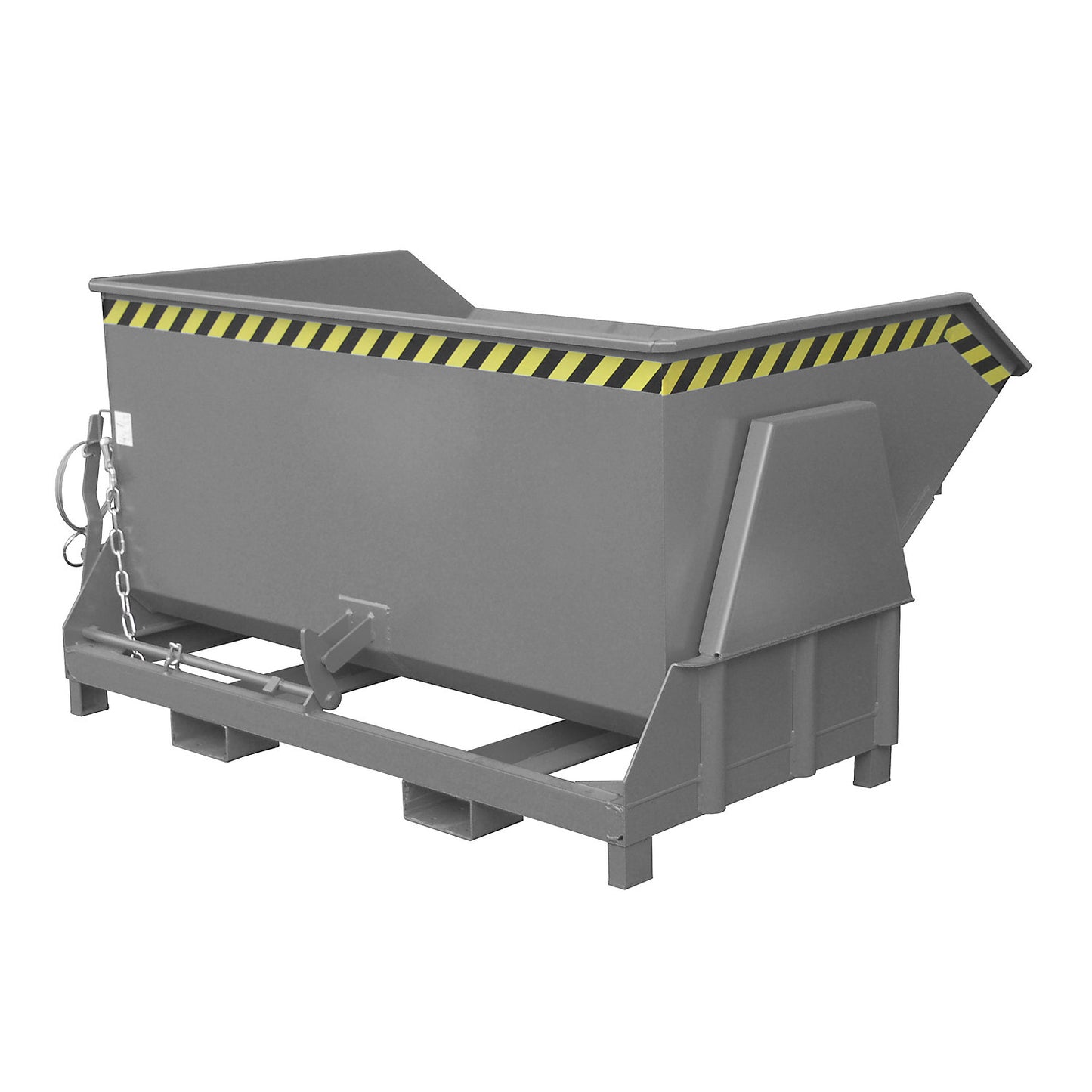 Tilting skip, standard overall height, without wheels, capacity 1.5 m³, painted grey RAL 7005.