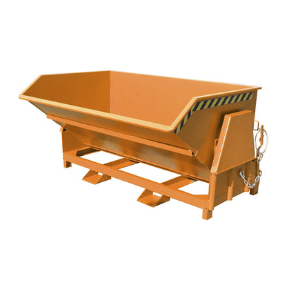 Tilting skip, standard overall height, without wheels, capacity 2.0 m³, painted orange RAL 2000.