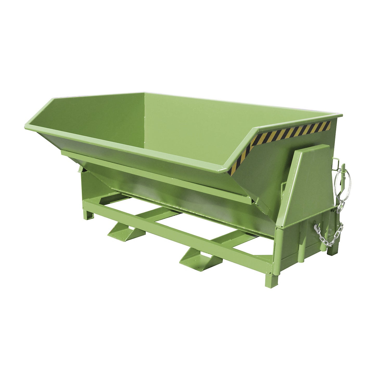 Tilting skip, standard overall height, without wheels, capacity 2.0 m³, painted green RAL 6011.