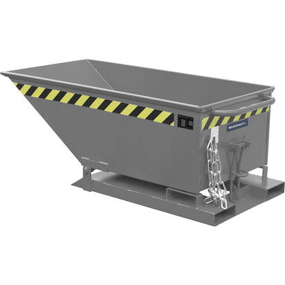 Tilting skip with tilting mechanism, low construction, capacity 0.25 m³, grey RAL 7005.