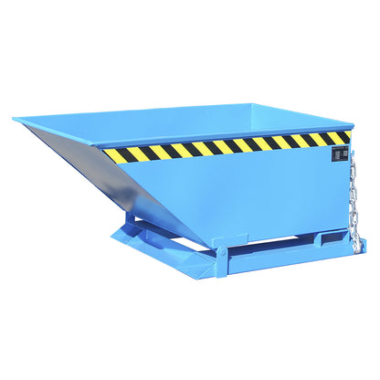 Tilting skip with tilting mechanism, low construction, capacity 0.4 m³, blue RAL 5012.