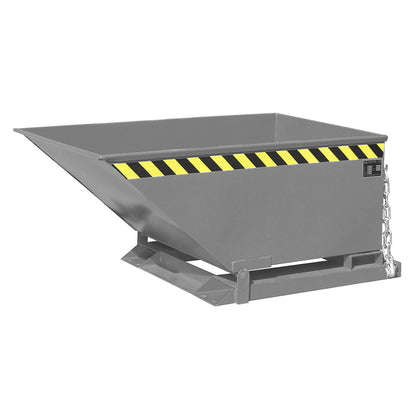 Tilting skip with tilting mechanism, low construction, capacity 0.4 m³, grey RAL 7005.