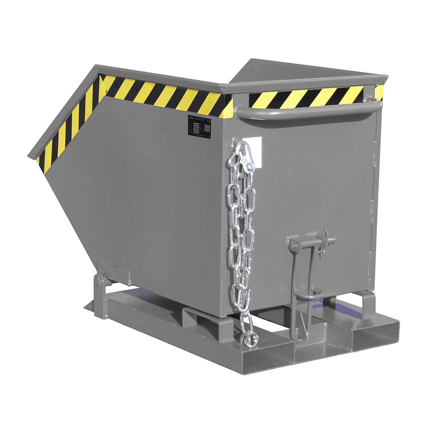 Tilting skip with tilting mechanism, box-shaped, capacity 0.25 m³, grey RAL 7005.