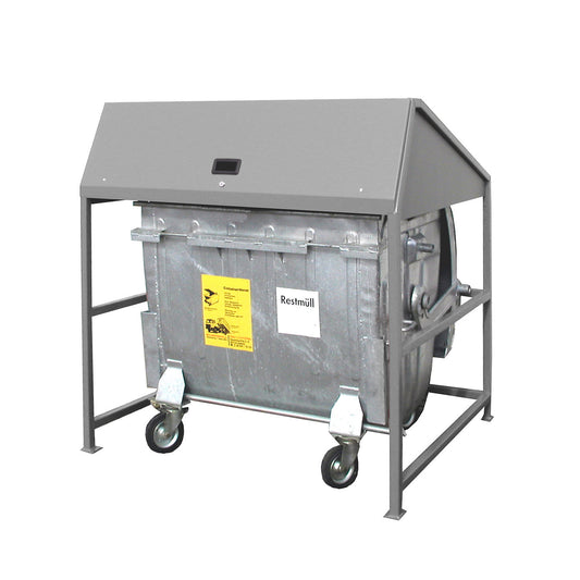 Waste bin enclosure, open version, frame in grey.