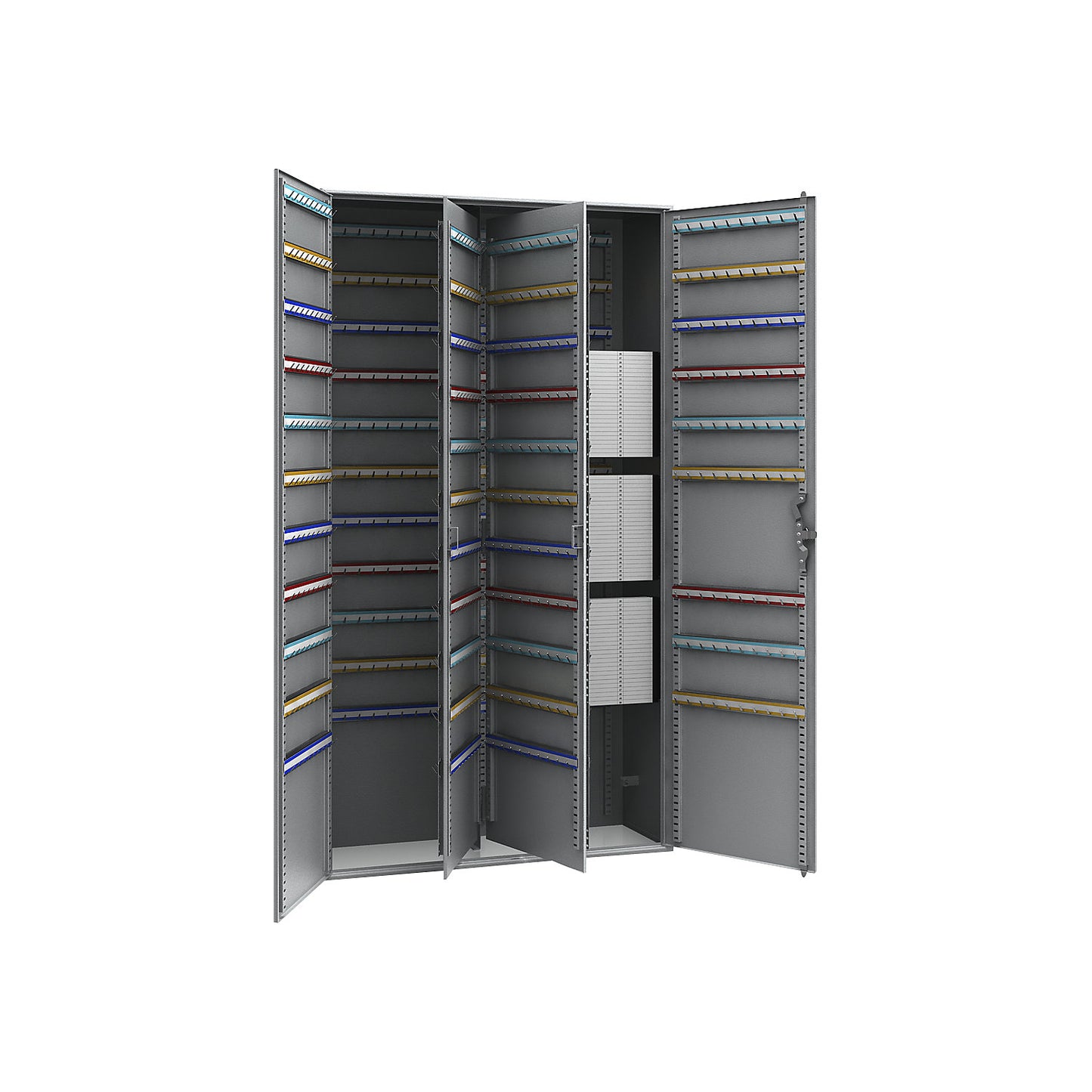 Key cabinet, 2-door, HxWxD 1300 x 730 x 250 mm, 860 hooks.