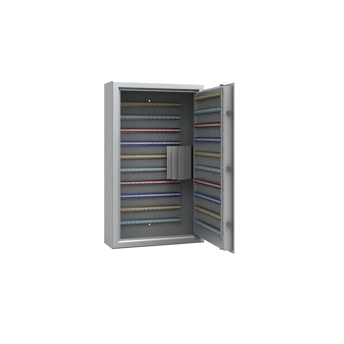 Key safe, light grey, adjustable hook strips, 300 hooks, HxWxD 1000 x 600 x 200 mm.