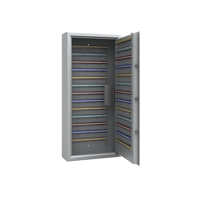 Key safe, light grey, adjustable hook strips, 390 hooks, HxWxD 1300 x 600 x 200 mm.