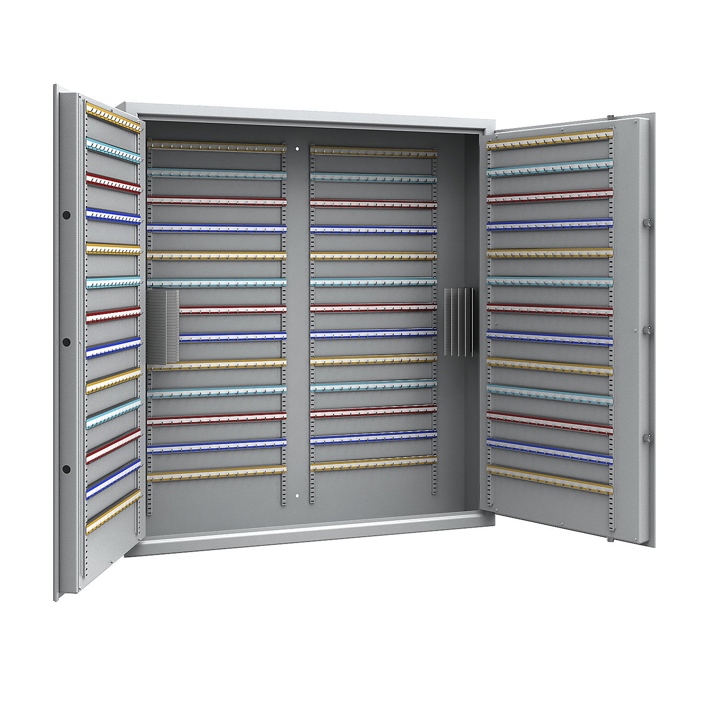 Key safe, light grey, adjustable hook strips, 780 hooks, HxWxD 1300 x 1200 x 200 mm.