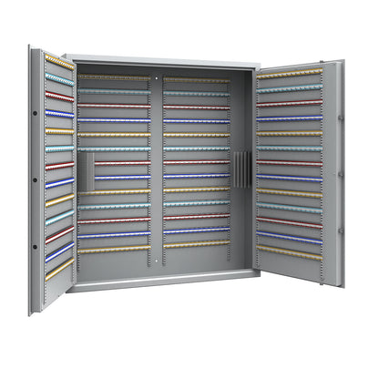 Key safe, light grey, adjustable hook strips, 780 hooks, HxWxD 1300 x 1200 x 200 mm.