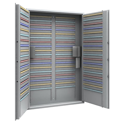 Key safe, light grey, adjustable hook strips, 1080 hooks, HxWxD 1850 x 1200 x 200 mm.