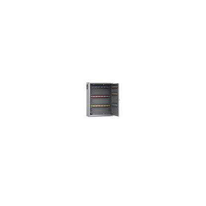 Key cabinet, painted grey, with access slot, with 42 hooks.