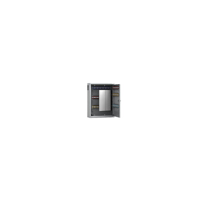 Key cabinet, painted grey, with access slot, with 42 hooks.