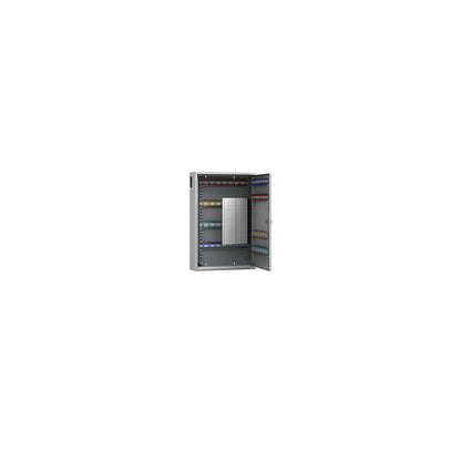 Key cabinet, painted grey, with access slot, with 64 hooks.