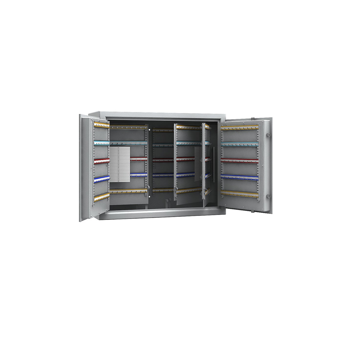 Key safe, light grey, adjustable hook strips, 600 hooks, HxWxD 636 x 812 x 300 mm.