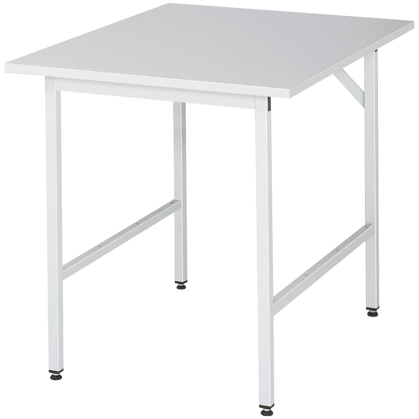 Work table, height adjustable, frame 30 x 30 mm, melamine coated panel, WxD 750 x 1000 mm, light grey.