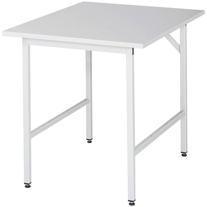 Work table, height adjustable, frame 30 x 30 mm, melamine coated panel, WxD 750 x 1000 mm, light grey.