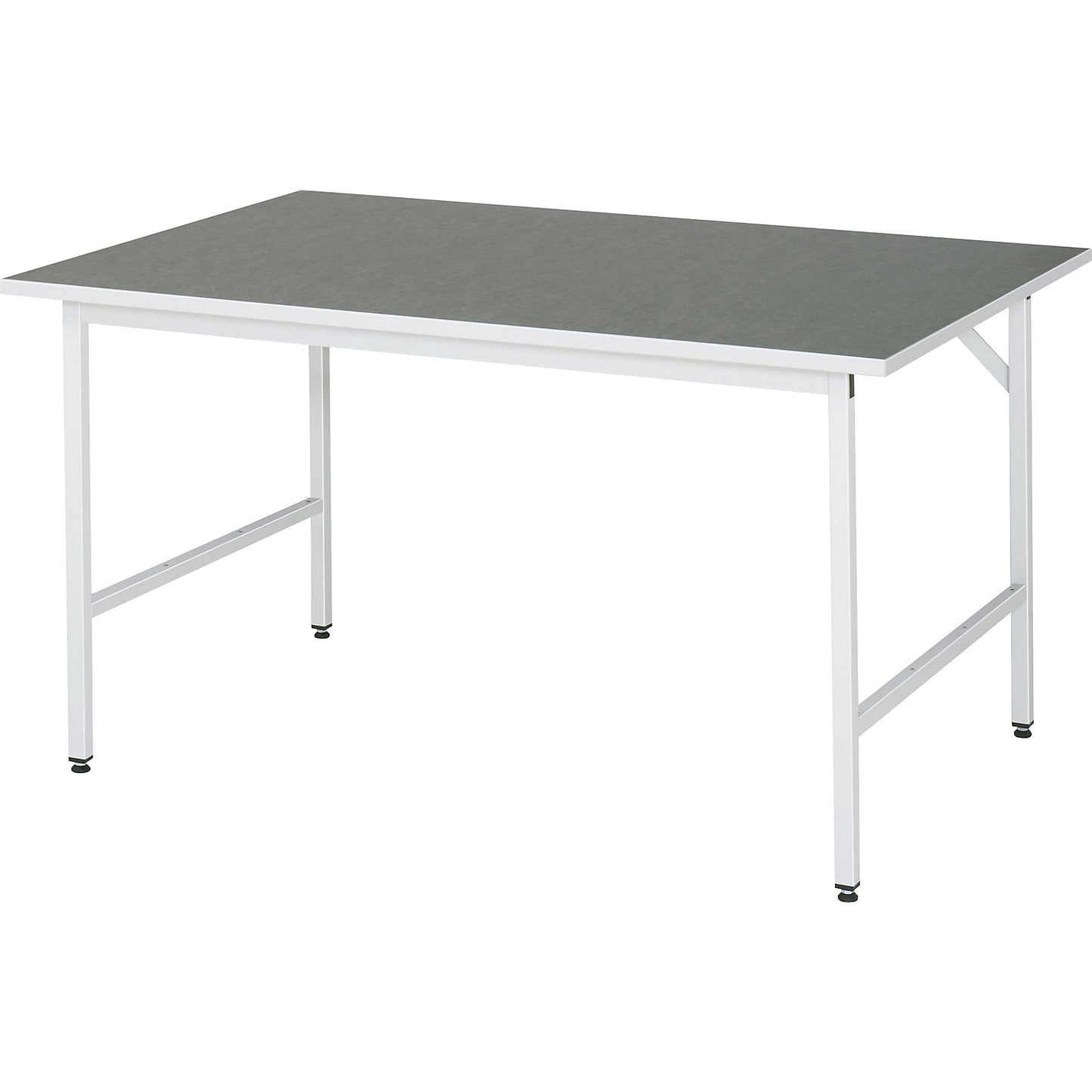 Work table, height adjustable, frame 30 x 30 mm, linoleum panel, WxD 1500 x 1000 mm, light grey.