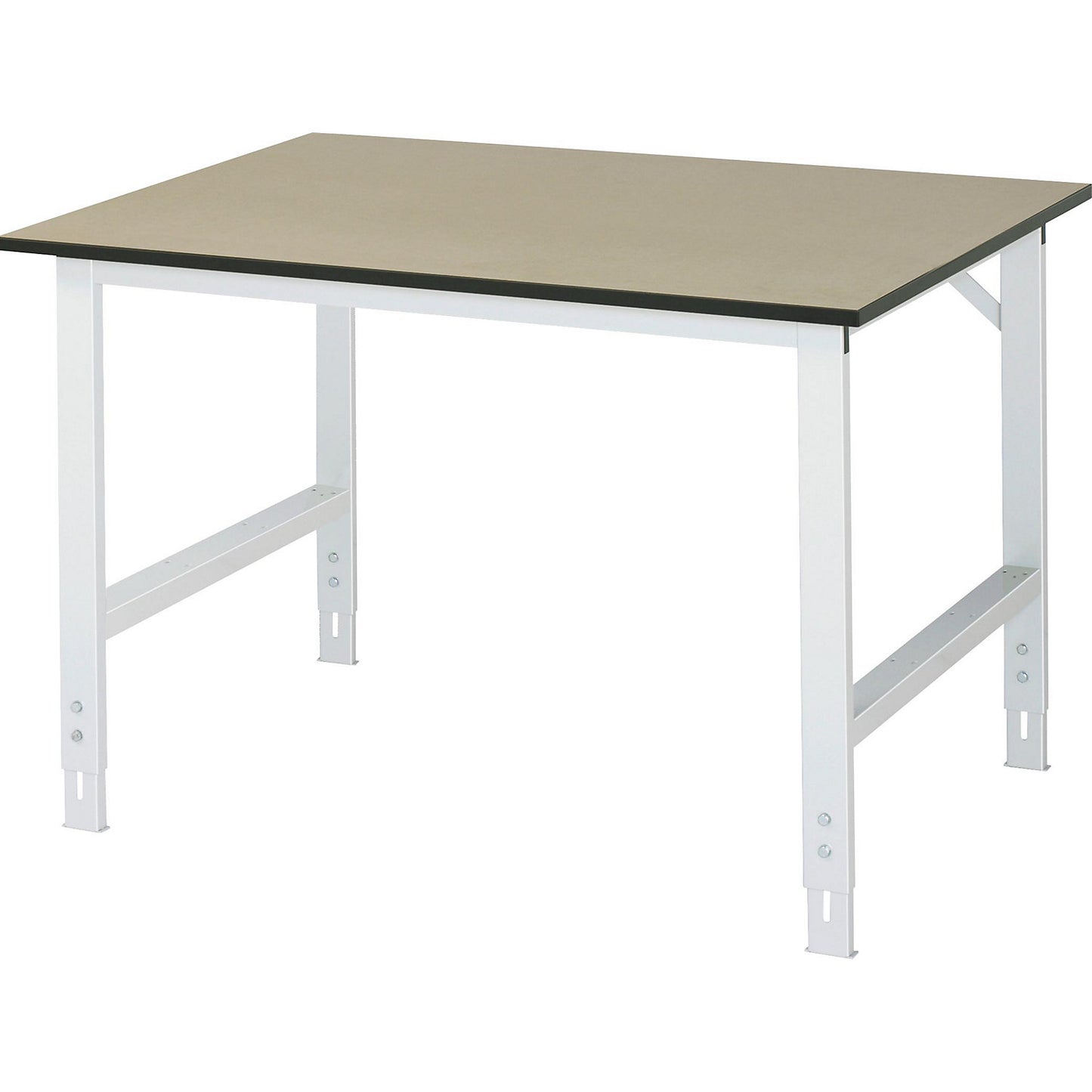 Work table, height adjustable, frame 60 x 30 mm, MDF panel, WxD 1250 x 1000 mm, light grey.