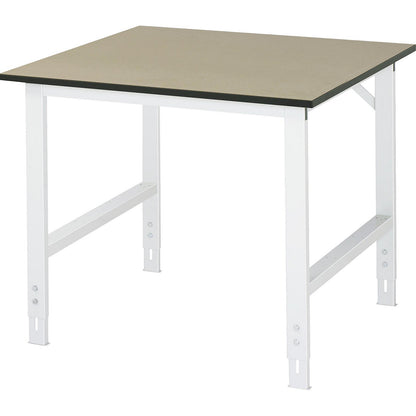 Work table, height adjustable, frame 60 x 30 mm, MDF panel, WxD 1000 x 1000 mm, light grey.